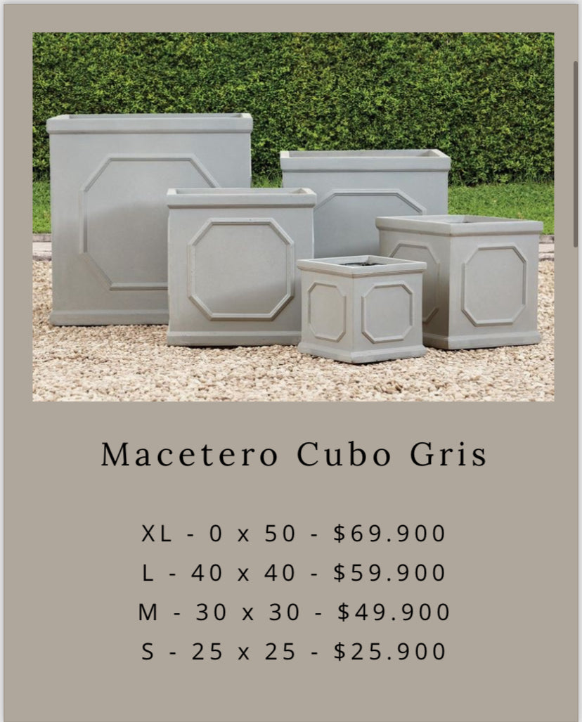 Macetero cubo gris L 40 x 40