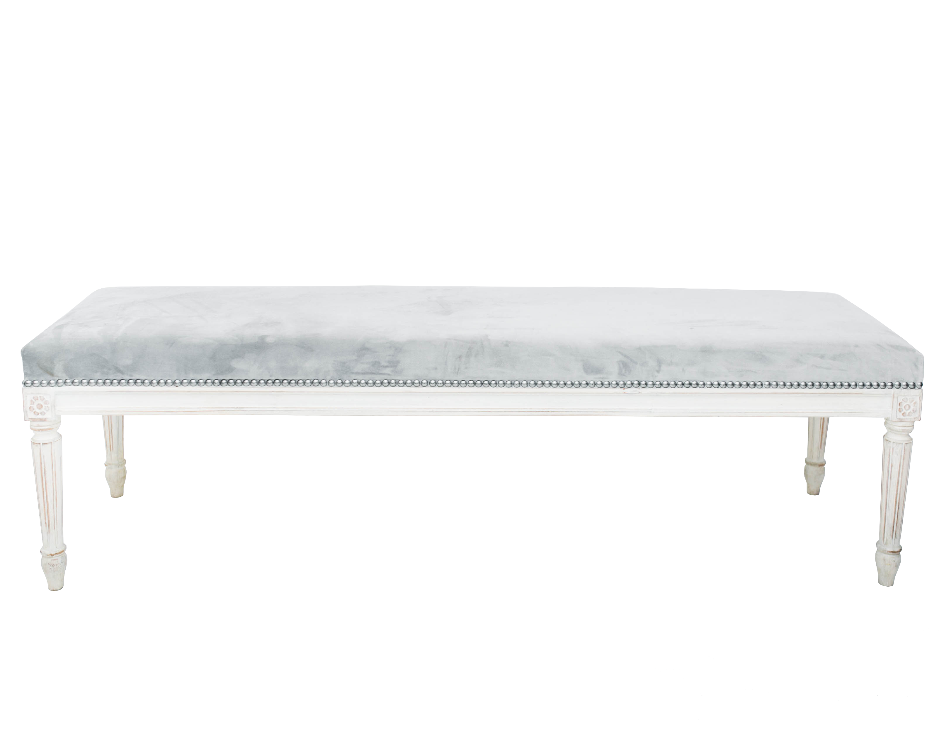 Banqueta Tallada Blanca