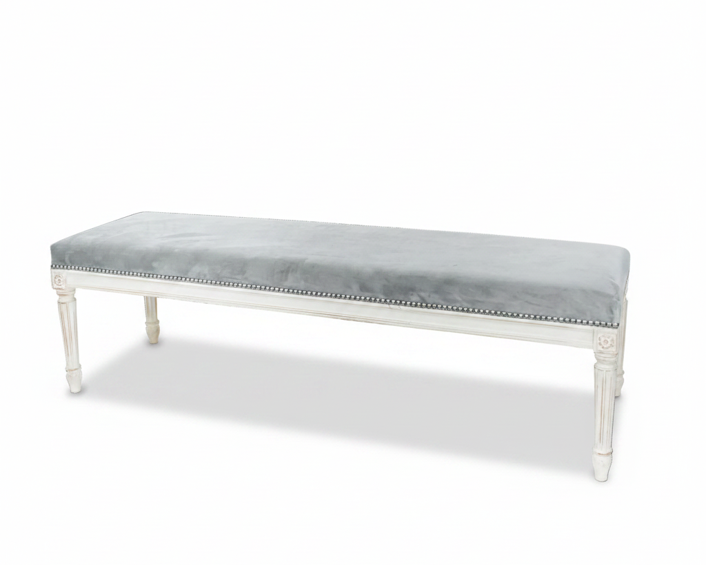 Banqueta Tallada Blanca