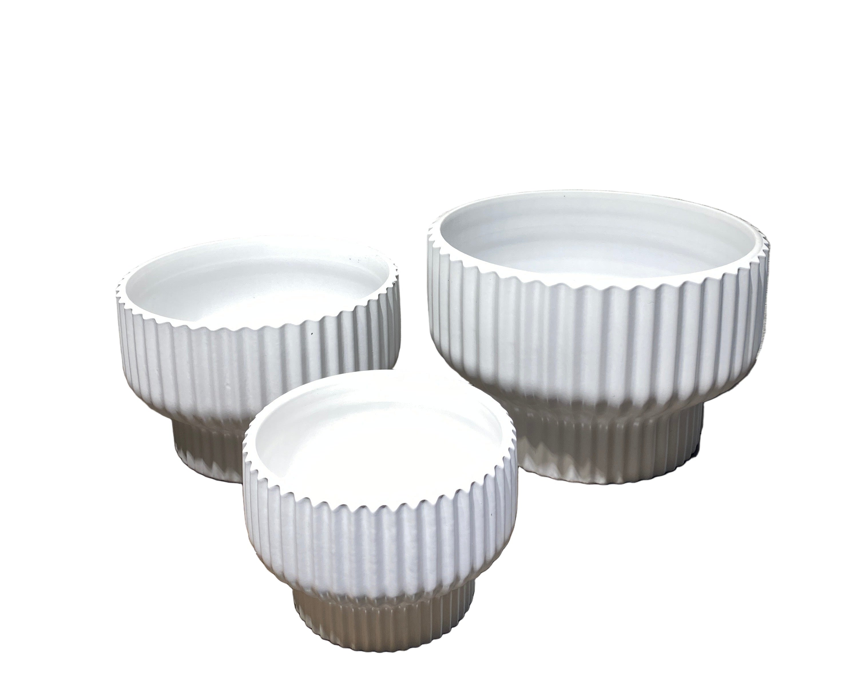 Macetero líneas blanco L