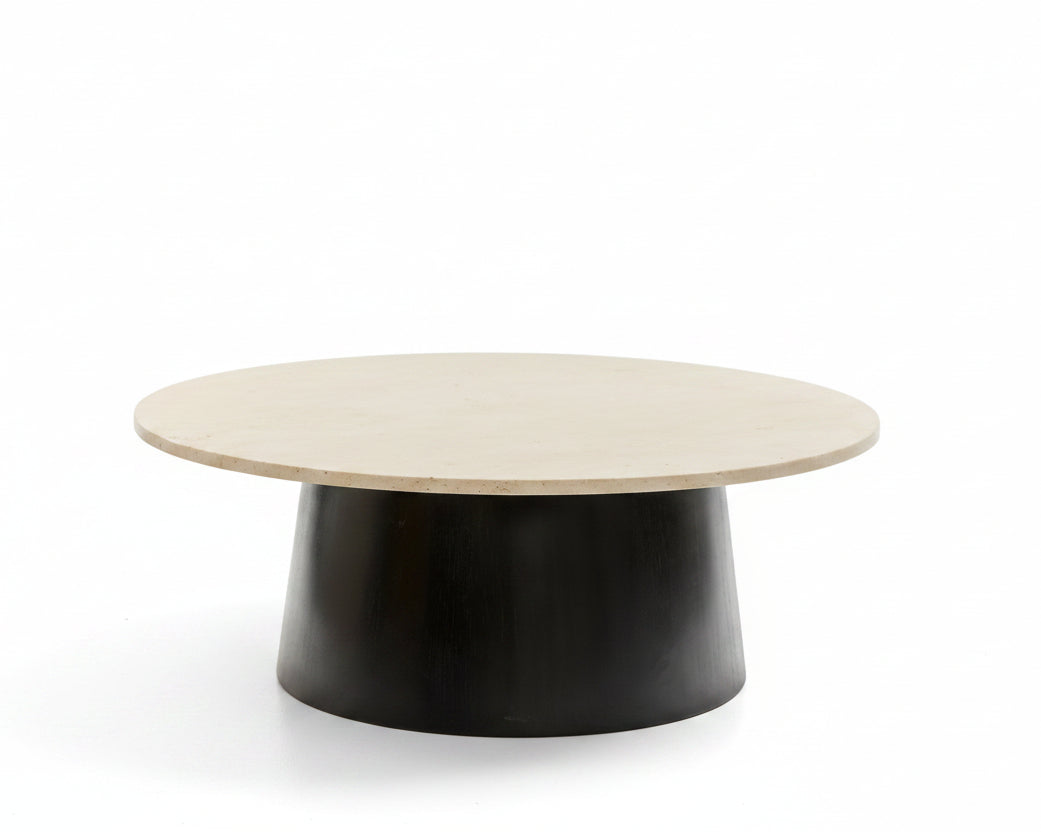 Mesa de centro madera y cubierta piedra