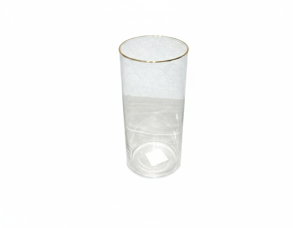 Florero vidrio borde dorado