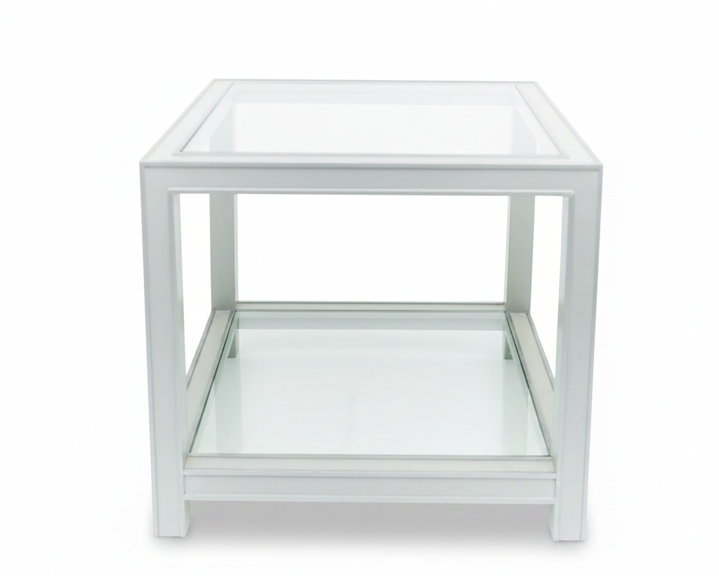 Mesa lateral madera 2 vidrios