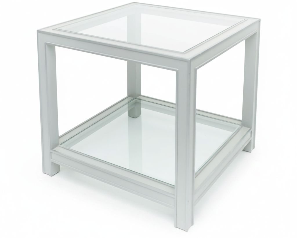 Mesa lateral madera 2 vidrios